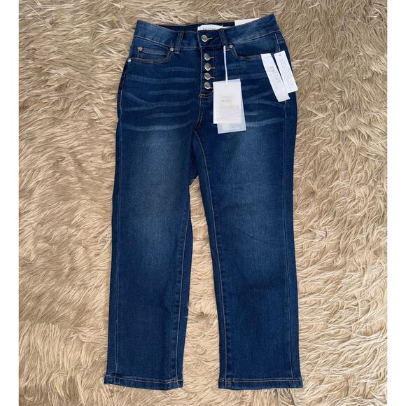 Tahari Denim - New Tahari Brooke Exposed Button High Rise Capri Denim Jeans size 4P